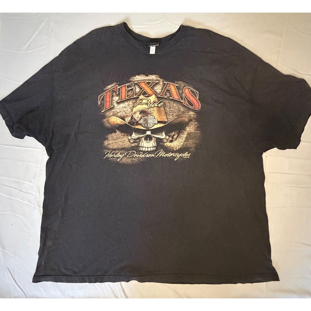 Harley-Davidson T-Shirt Mens 4XL Black Texas Pride Skull Graphic Tee
